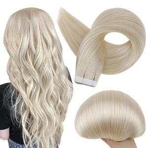 Full Shine Tape in Hair Extensions Real Human Hair Platinum Blonde 18 Inches